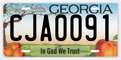 GA license plate CJA0091