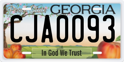 GA license plate CJA0093