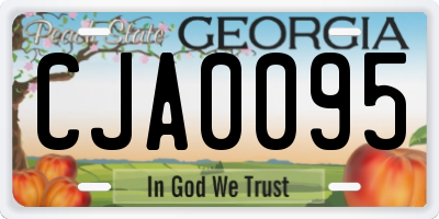 GA license plate CJA0095