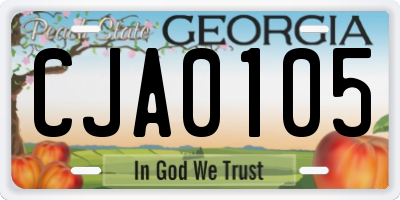 GA license plate CJA0105