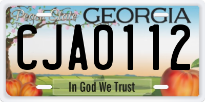 GA license plate CJA0112