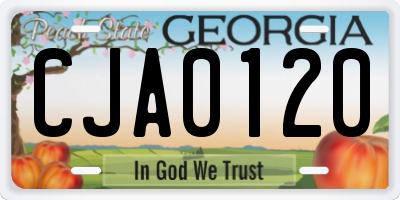 GA license plate CJA0120