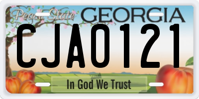 GA license plate CJA0121