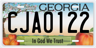 GA license plate CJA0122