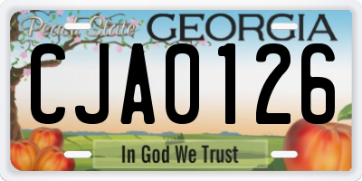 GA license plate CJA0126