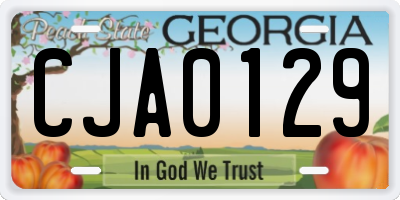 GA license plate CJA0129
