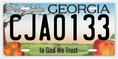 GA license plate CJA0133
