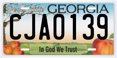GA license plate CJA0139