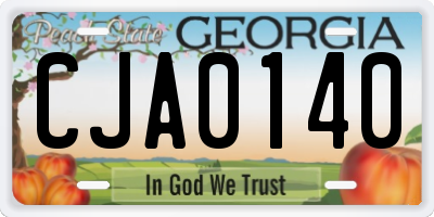 GA license plate CJA0140