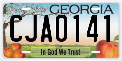 GA license plate CJA0141