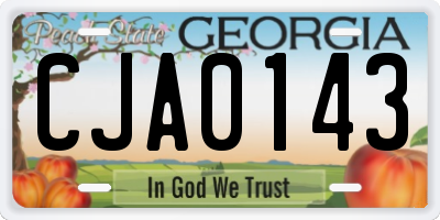 GA license plate CJA0143