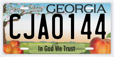 GA license plate CJA0144
