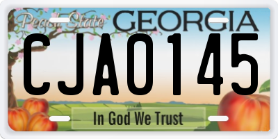 GA license plate CJA0145