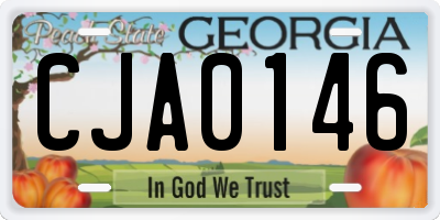 GA license plate CJA0146