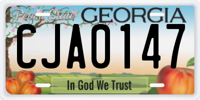 GA license plate CJA0147