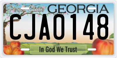 GA license plate CJA0148
