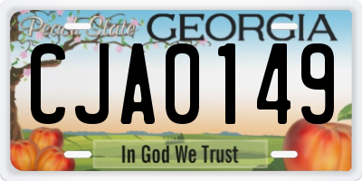 GA license plate CJA0149