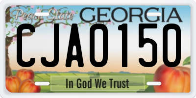 GA license plate CJA0150