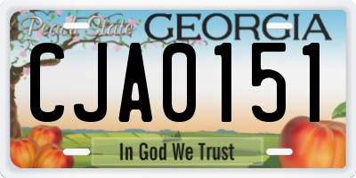 GA license plate CJA0151