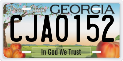 GA license plate CJA0152