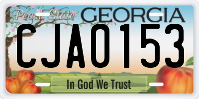 GA license plate CJA0153