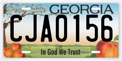 GA license plate CJA0156