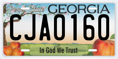 GA license plate CJA0160