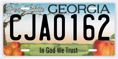 GA license plate CJA0162