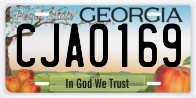 GA license plate CJA0169