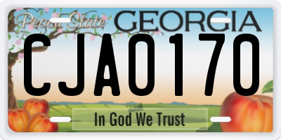 GA license plate CJA0170
