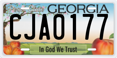 GA license plate CJA0177