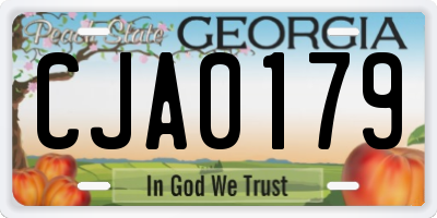 GA license plate CJA0179