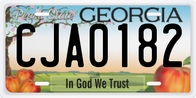GA license plate CJA0182