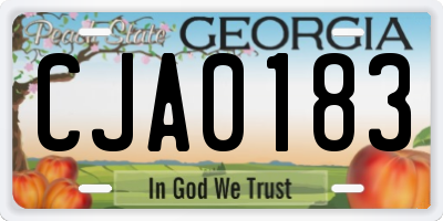 GA license plate CJA0183