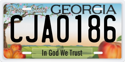 GA license plate CJA0186
