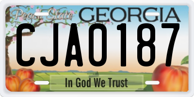 GA license plate CJA0187