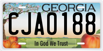 GA license plate CJA0188