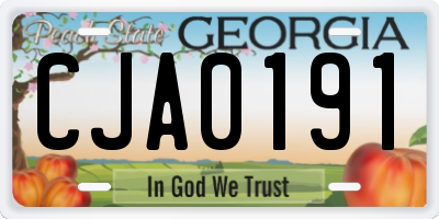 GA license plate CJA0191
