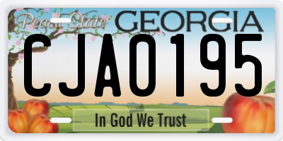 GA license plate CJA0195