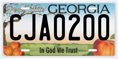 GA license plate CJA0200