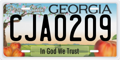 GA license plate CJA0209