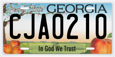 GA license plate CJA0210