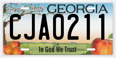 GA license plate CJA0211