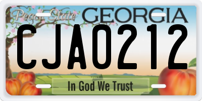 GA license plate CJA0212