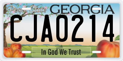 GA license plate CJA0214
