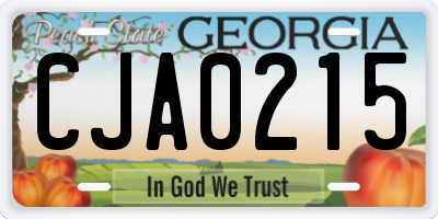 GA license plate CJA0215