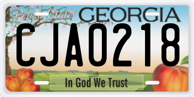 GA license plate CJA0218