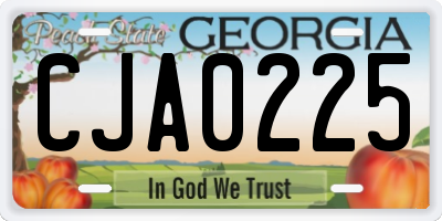 GA license plate CJA0225