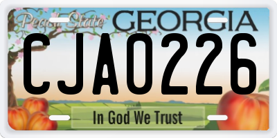 GA license plate CJA0226