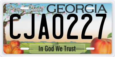 GA license plate CJA0227